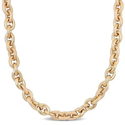 Miadora Yellow Plated Sterling Silver Oval Link Chain Necklace - 24 inch x 12 mm x 12 mm - 24 inch x 12 mm x 12 mm
