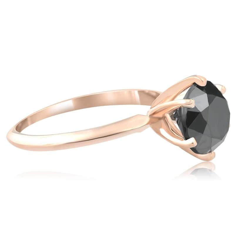 2 Ct Black Diamond Solitaire Engagement Ring 14k Rose Gold