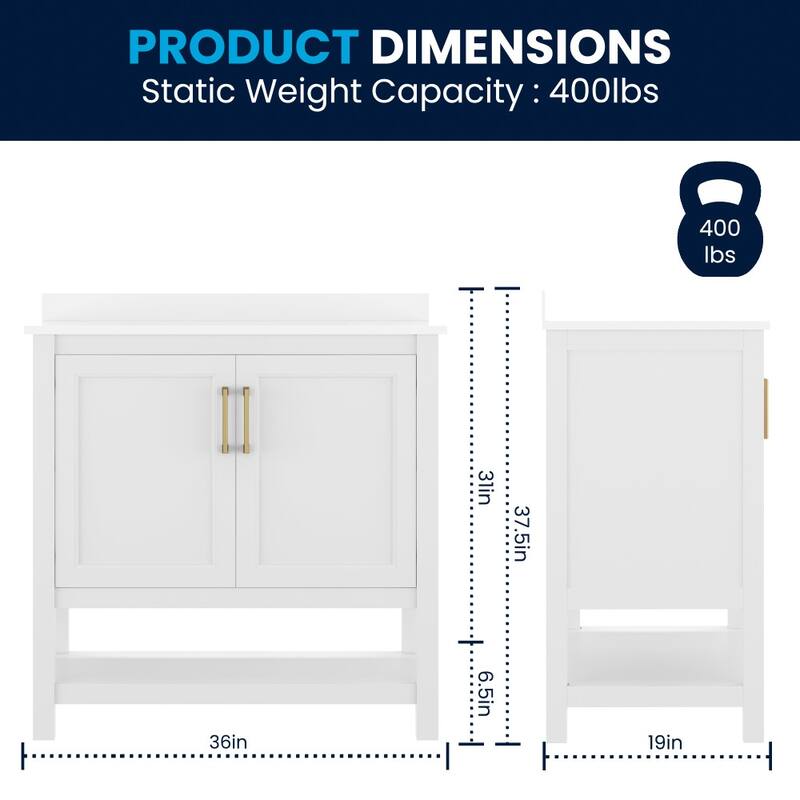 Bathroom Vanity with Undermount Sink and Open Storage Shelf