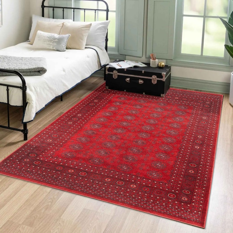 ECARPETGALLERY Hand-knotted Finest Peshawar Bokhara Red Wool Rug - 4'2 x 6'3