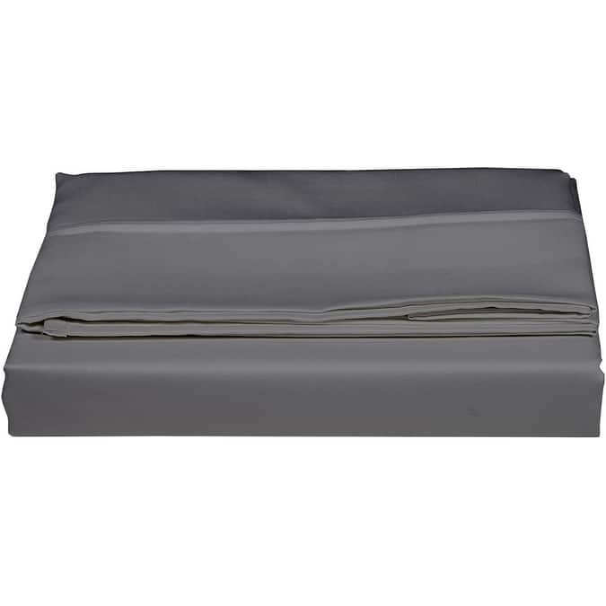 GOTS Certified 300TC Organic Cotton Sateen Wrinkle Resistant Flat Sheets - Dark Grey - King