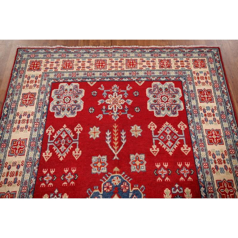 Traditional Red Kazak Oriental Area Rug Handmade Wool Carpet - 4'9" x 7'4"