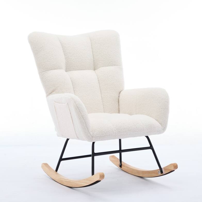 Teddy Rocking Chair with High Back & Wood Legs