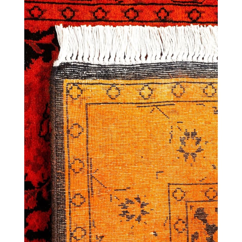 Overton Hand Knotted Wool Vintage Inspired Modern Contemporary Overdyed Orange Runner Rug - 2' 6" x 11' 5"
