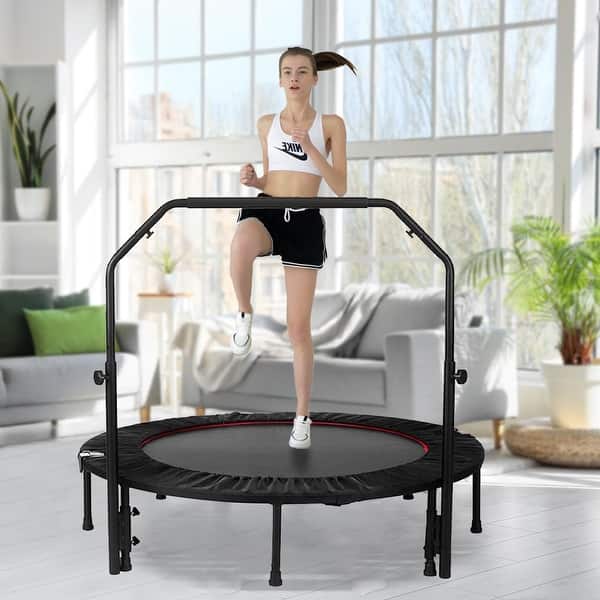 40/48 Inch Rebounder Trampoline With Adjustable Handle - Perfect Fitness Trampoline For Home Workouts