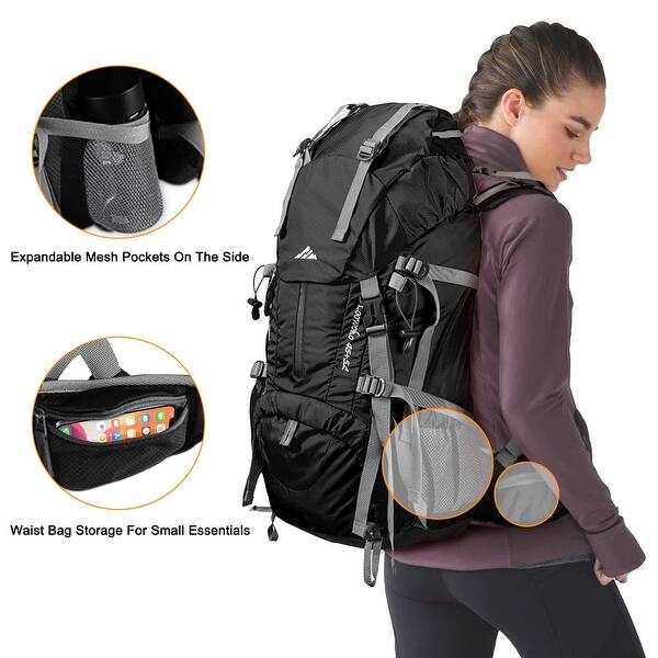 50L Hiking Backpack, Waterproof Camping Essentials Bag with Rain Cover, 45+5  Liter Lightweight Backpacking Back Pack - Bed Bath & Beyond - 40365485
