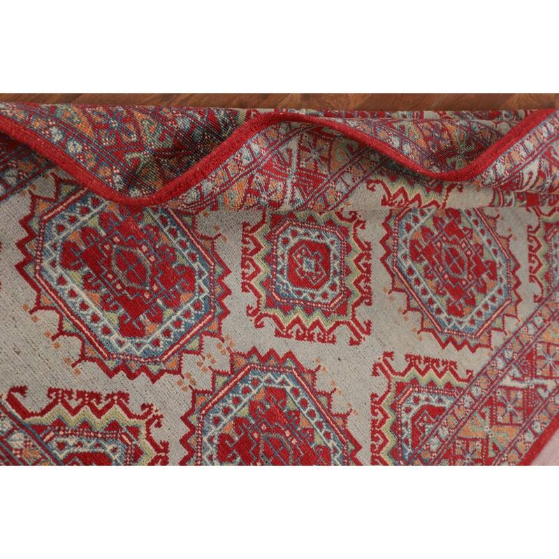Geometric Multi-Color Kazak Foyer Rug Hand-Knotted Wool Carpet - 3'3" x 5'1"