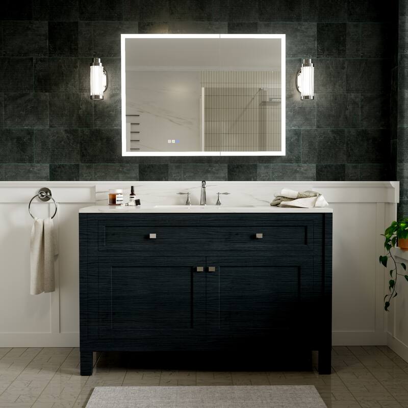 Modland 36"-48"W x 30"H LED Bathroom Medicine Cabinet Dimmable Anti-Fog,Recessed or Surface Mount