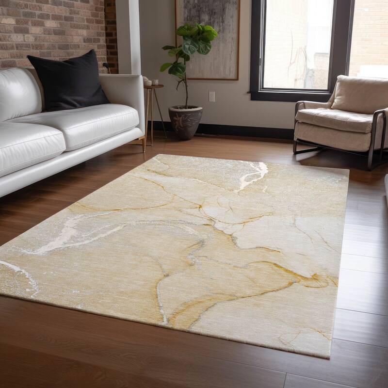 Elfi Modern Art-Inspired Weather Resistant Blended Style Outdoor Rug