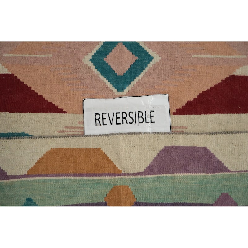 Hand Woven Oriental 100% Wool Carpet Southwestern Tribal Multi-Colored Kilim Area Rug - 11' 6'' X 8' 2''