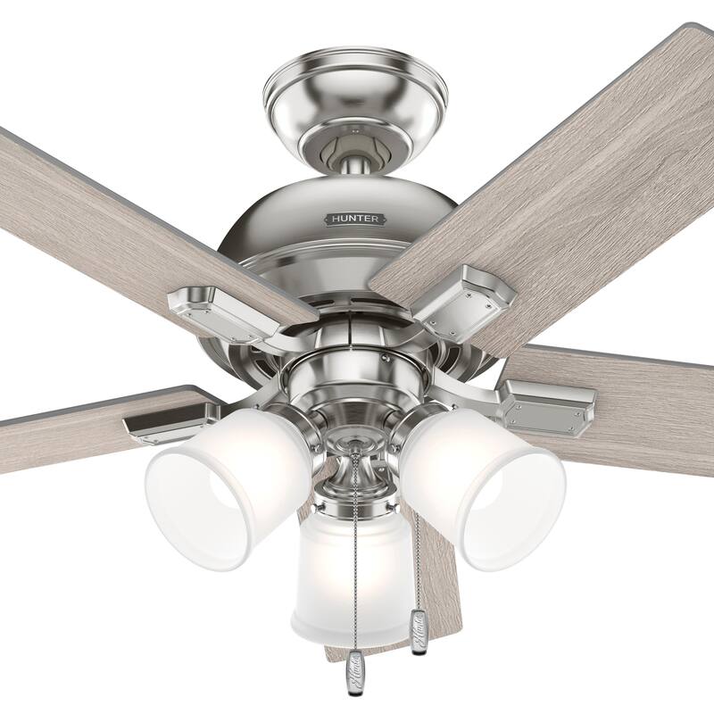 Hunter 44" Crystal Peak Ceiling Fan with LED Light Kit and Pull Chain, Casual, Transitional