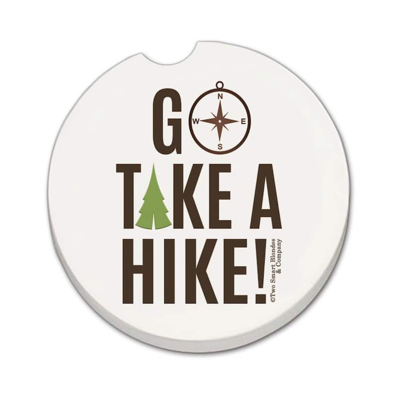 Take A Hike 2 Pack Absorbent Stone Coaster for Vehicle Cup Holder 2.6” Diameter Manufactured in The USA - Multi