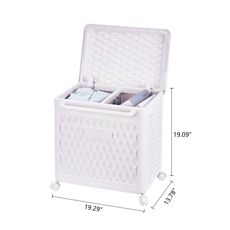 VECELO Laundry Basket White Plastic Portable Sundries Storage Box Laundry Room Dorm Supermarket Clothes Basket