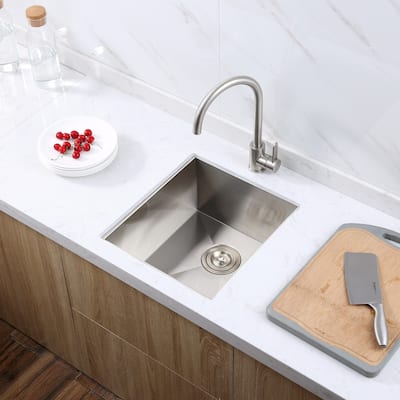 Luxier BBS16-18Z 16" Single Bowl Stainless Steel Undermount Bar Sink - 16