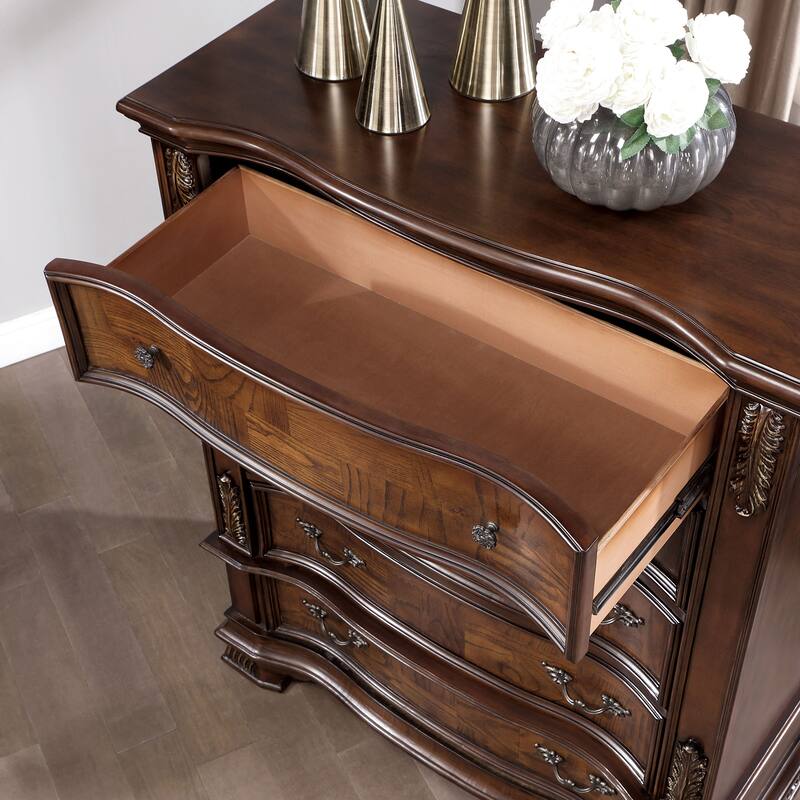 Furniture of America Wrea Traditional Wood 5-Drawer Tall Dresser