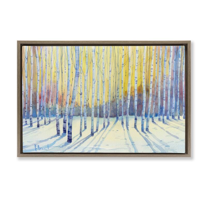 Stupell Sunlit Winter Birch Trees Framed Floater Canvas Wall Art Design By Paul Brent - 25 x 17 - Brown