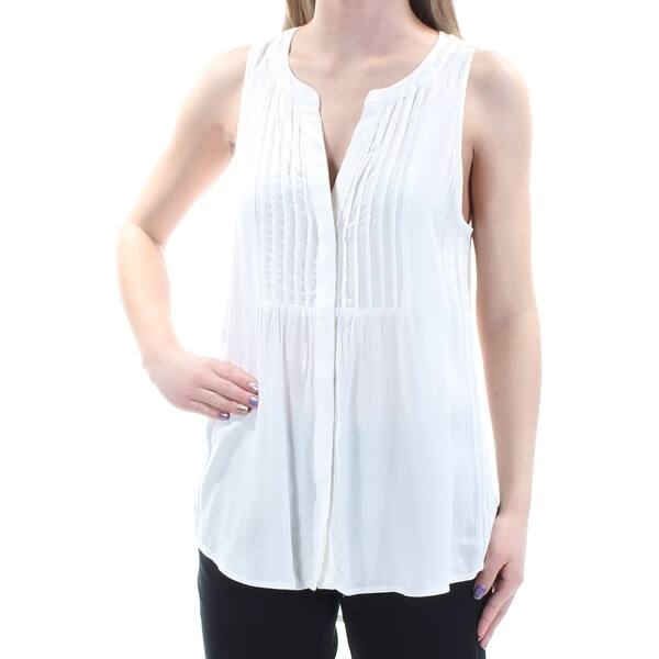 Shop Sanctuary Womens Ivory Sleeveless Button Up Wear To Work Top
