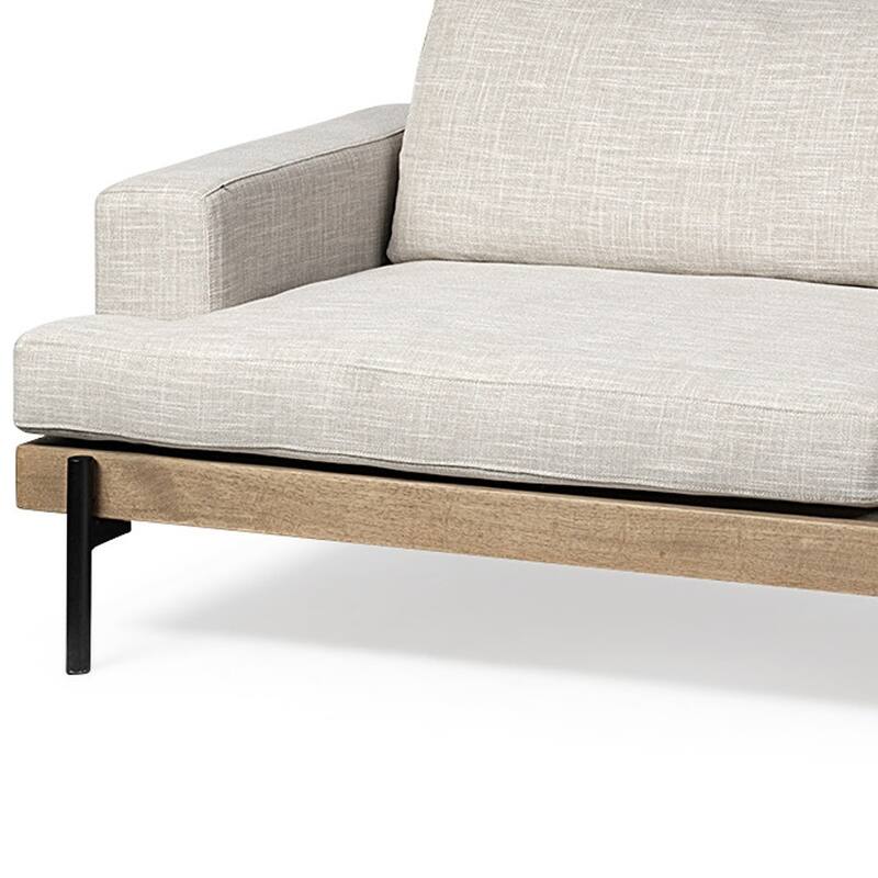 HomeRoots 95" Beige Fabric Sofa With Black Legs