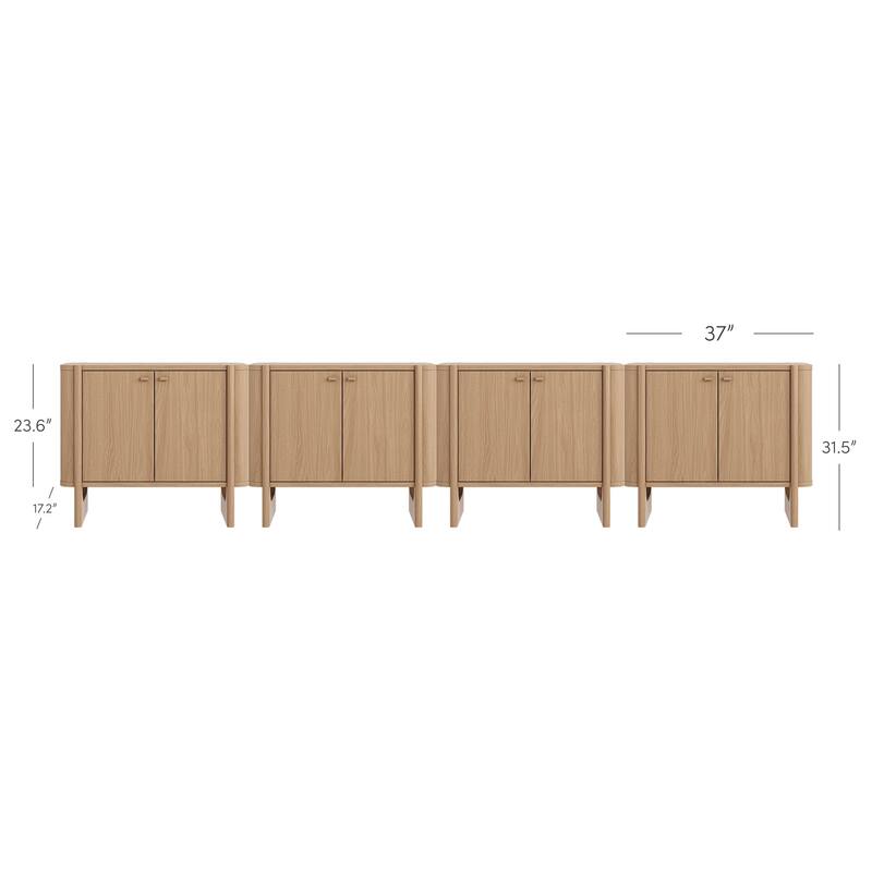 Solace Mid Century Modern Cabinet, Storage Accent Cabinet or TV Stand with Doors, Solid Wood Legs and Adjustable Shelf