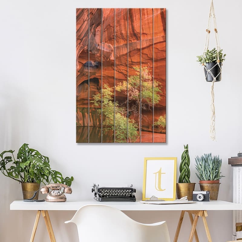 Neon Canyon III Print On Wood by Alan Majchrowicz - Multi-Color