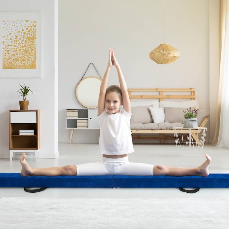 9 Feet Kids Balance Beam for Home Foldable Gymnastics Beam with Non-Slip Bottom and Wood Frame - 108” x 4" x 3" (L x W x H)