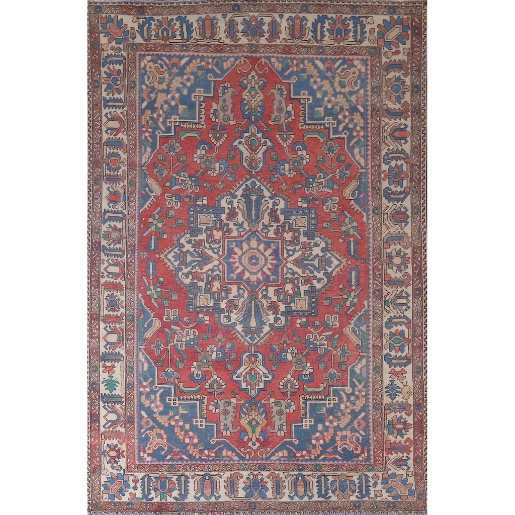 Bakhtiari Persian Vintage Area Rug Handmade Wool Carpet - 6'10"x 10'1"