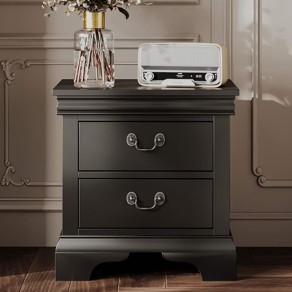 Traditional 2-Drawer Nightstand with Storage