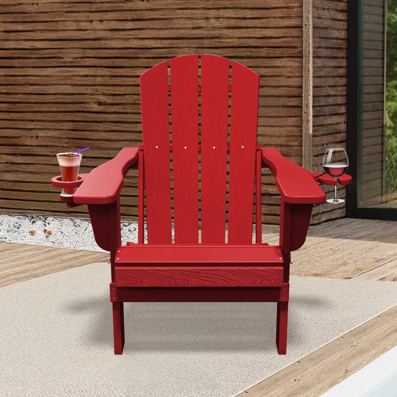 Foldable HDPE Adirondack Chair with Dual Cup Holders