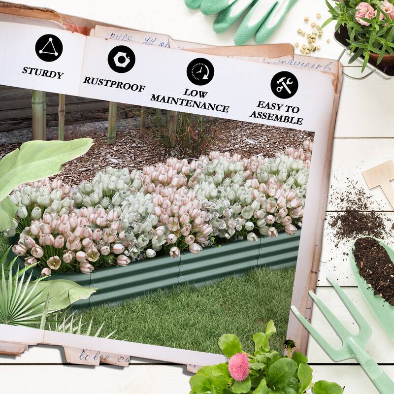 Outsunny 7.9' x 2' x 1' Galvanized Raised Garden Bed Kit, Outdoor Metal Elevated Planter Box with Safety Edging