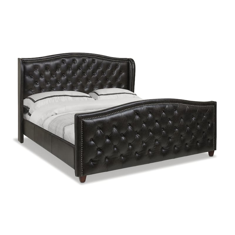 Athens Upholstered Nailhead Tufted Wingback Panel Bed