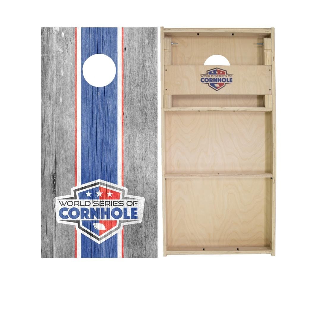 Grey and Blue Stripes Regulation 2x4 Cornhole Board Set