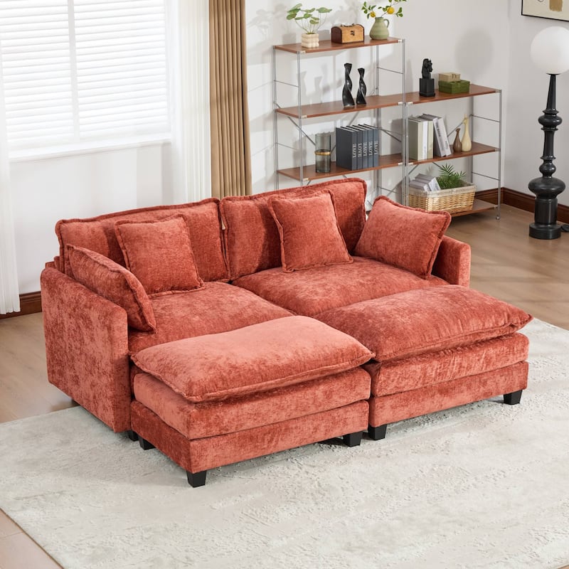 Cloud Sofa LoveSeat (Ottoman is not included), Modern Sectional Couch, Comfy Double Layer Upholstered Seat Cushion