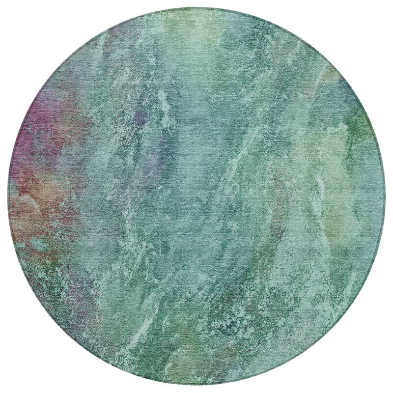 Machine Washable Indoor/ Outdoor Abstract Watercolor Chantille Rug