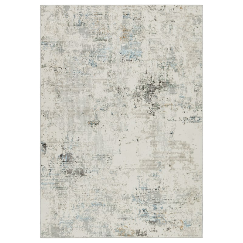 Jehan Abstract Gray/ Light Blue Area Rug - 9'3" x 12' - Runner/Rectangle