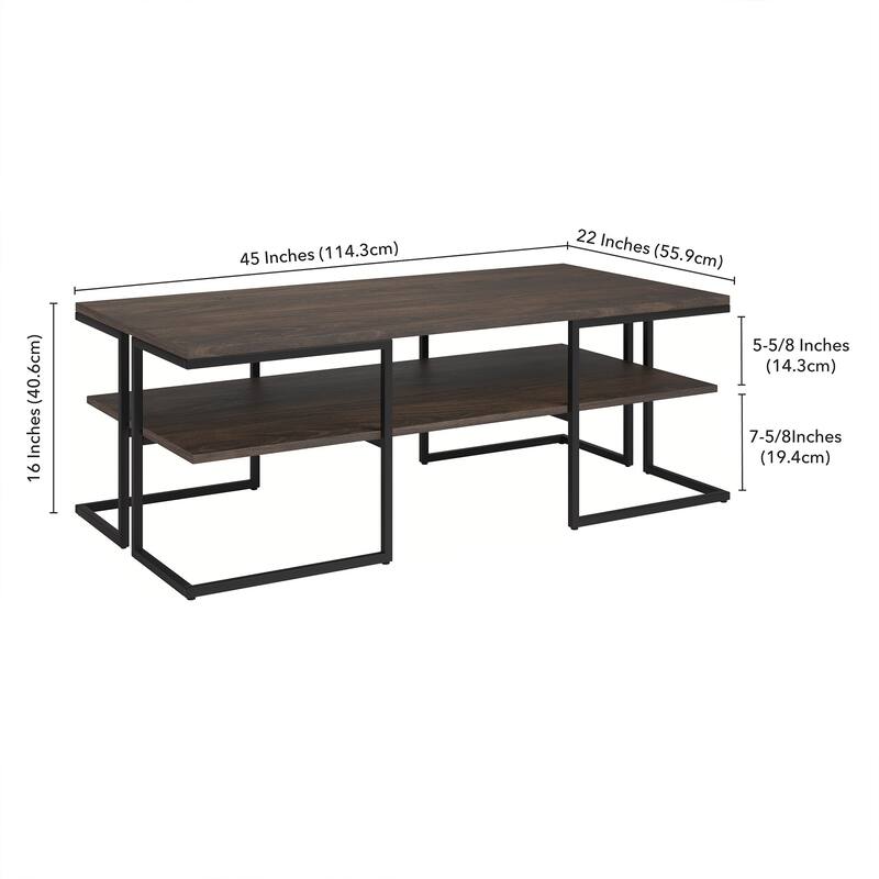 Stylish Steel Coffee Table with Shelf for Living Room and Office Organization - 30” x 30” x 22”