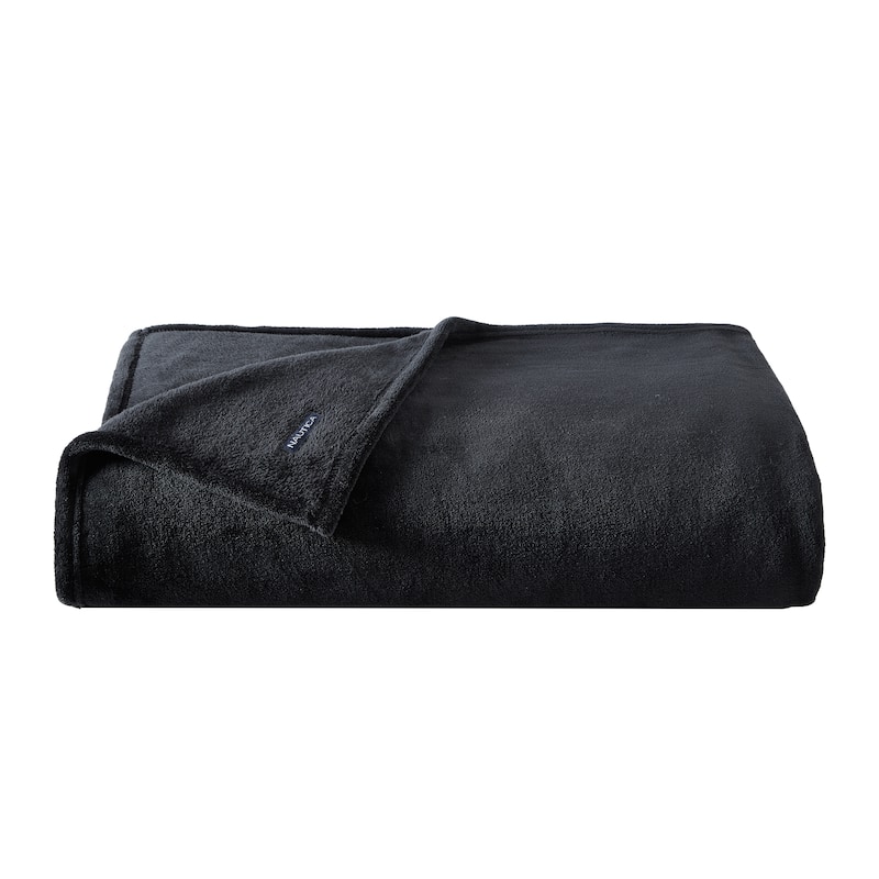 Nautica Solid Ultra Soft Plush Fleece Bed Blanket