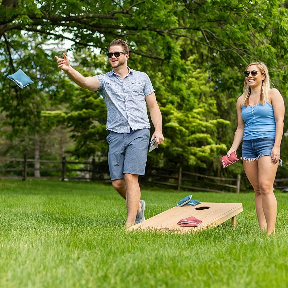 Detroit Lions 2' x 3' Wood Design Cornhole Board Tailgate Toss Set