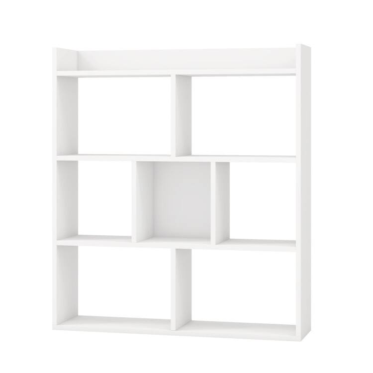 7 Cubes Open-Back Bookshelf with Anti-Toppling Devices - 31.5" x 8" x 35.5" (L x W x H) - White
