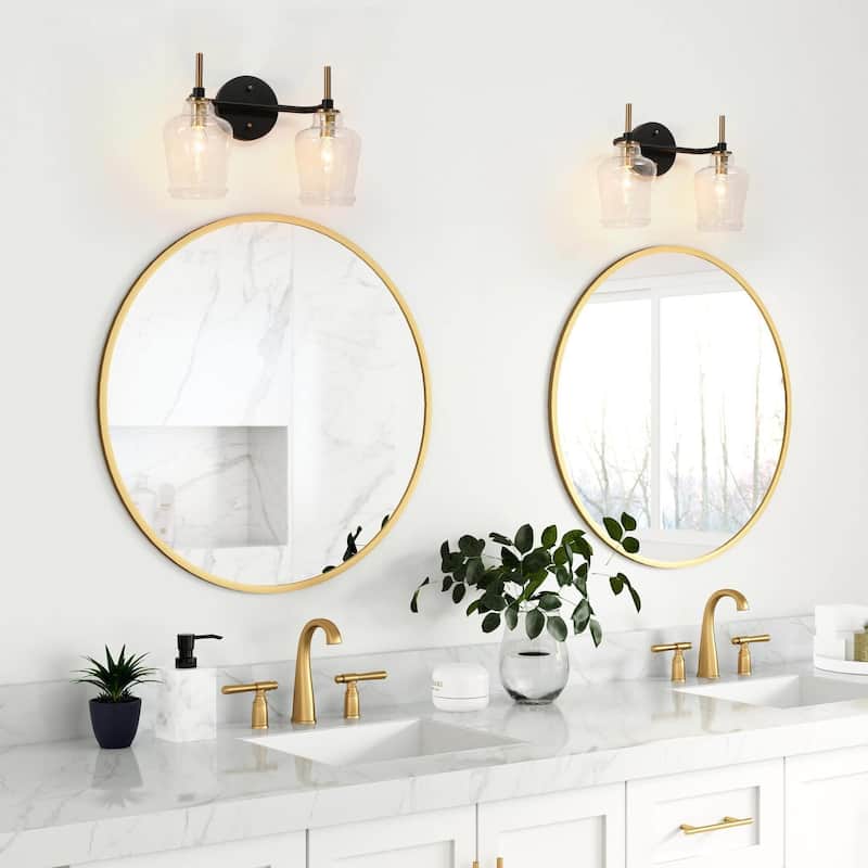 Modern 2/3/4-Light Black Gold Bathroom Vanity Lights Linear Glass Wall Sconces