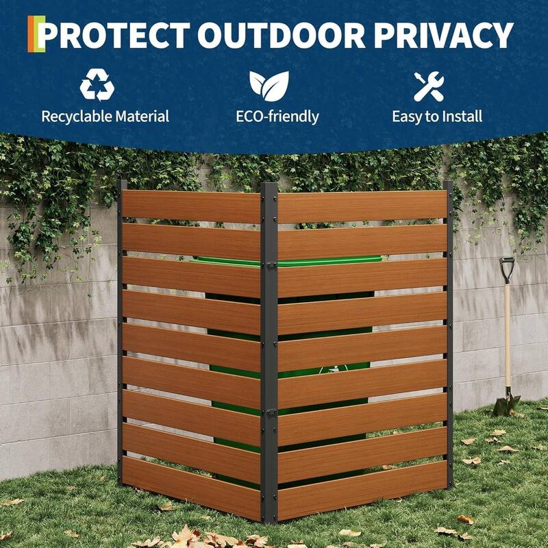 2-Pack 49 x 38 in Natural Cedar Privacy Screen No-Dig Outdoor Fence for Trash Can AC Unit and Patio Black
