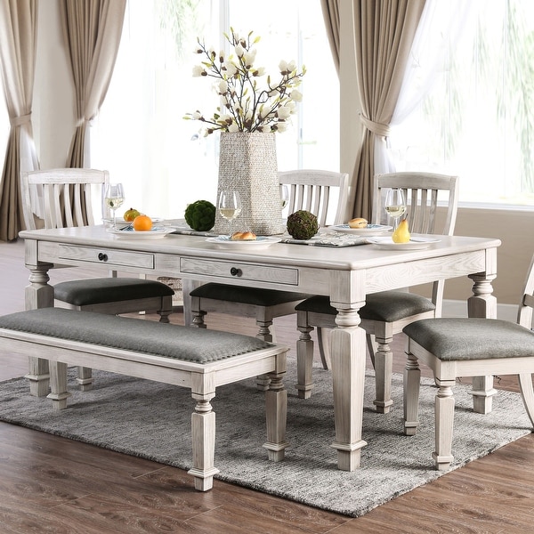 Furniture of America Hish Rustic White 72 inch Wood Dining Table