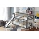 preview thumbnail 8 of 13, Twin Over Twin Solid Wood Bunk Kids Bed Frame with Convertible Slide and Ladder, Safe Design for Bedroom, Easy Assembly, Grey