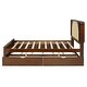 preview thumbnail 26 of 28, Wood Queen Size Platform Bed with Drawers, Trundle and Rattan Storage Headboard