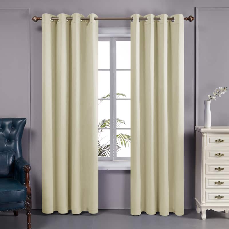 Deconovo 100 Percent Blackout Double Layers Lined Curtain (2 Panel)