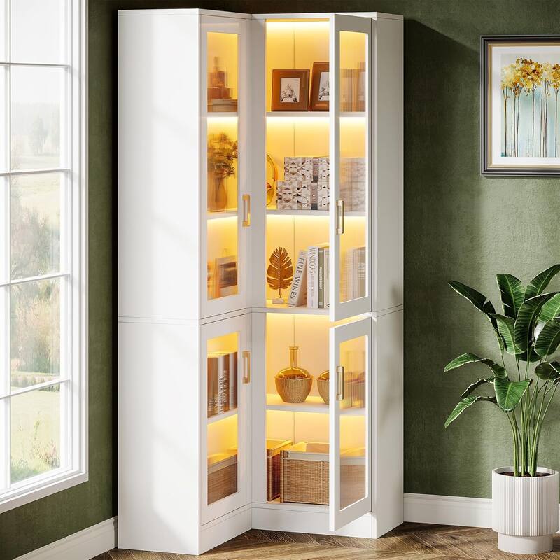 71" Tall Modern Bookcase Book Shelf for Living Room, 5-Tier - White