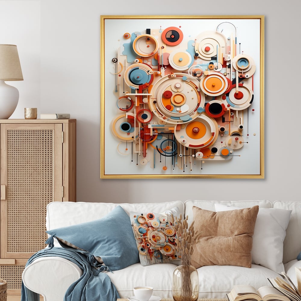 Designart "Colorful Geometric Sculptures I" Abstract Colorful Wall Decor - Modern Entryway Framed Wall Art Print