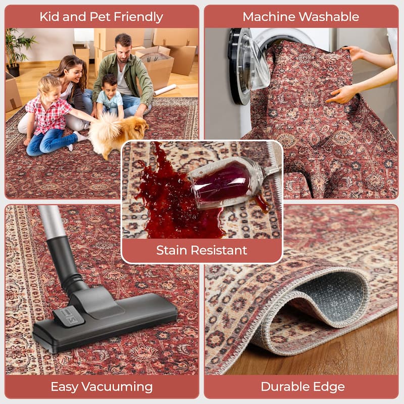 Superior Toucan Medallion Non-Slip Washable Indoor Area Rug