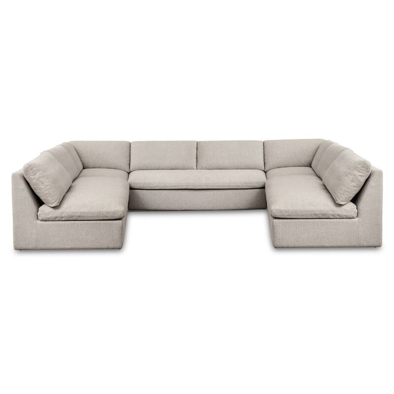 NADAAL STUDIOS Odessa, 5 - Piece Outdoor Modular Sectional Sofa - 154"W x114"D x35.8"H - Light Grey