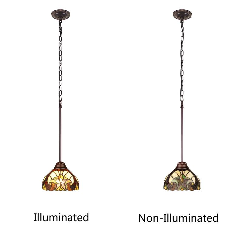 Tiffany Style Victorian Design 1-light Dark Bronze Hanging Pendant - 82 inches high
