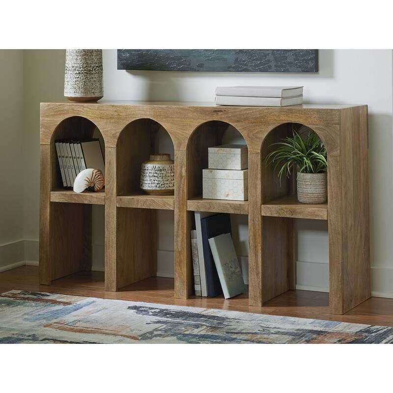 Signature Design by Ashley Luzmanacy Natural Brown Console Sofa Table - 52" W x 14" D x 30" H